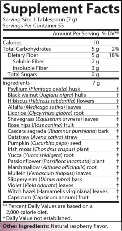 AIM Herbal Fiberblend Rasp Ingredient list